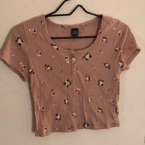 Pink floral crop top